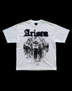 White Arisen Christian streetwear tee by Sinews, alternate view
