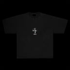 Gideon's 300 Christian streetwear tee, front view on black